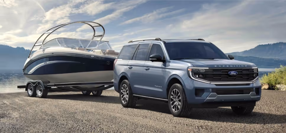 2026 Ford Expedition towing a boat